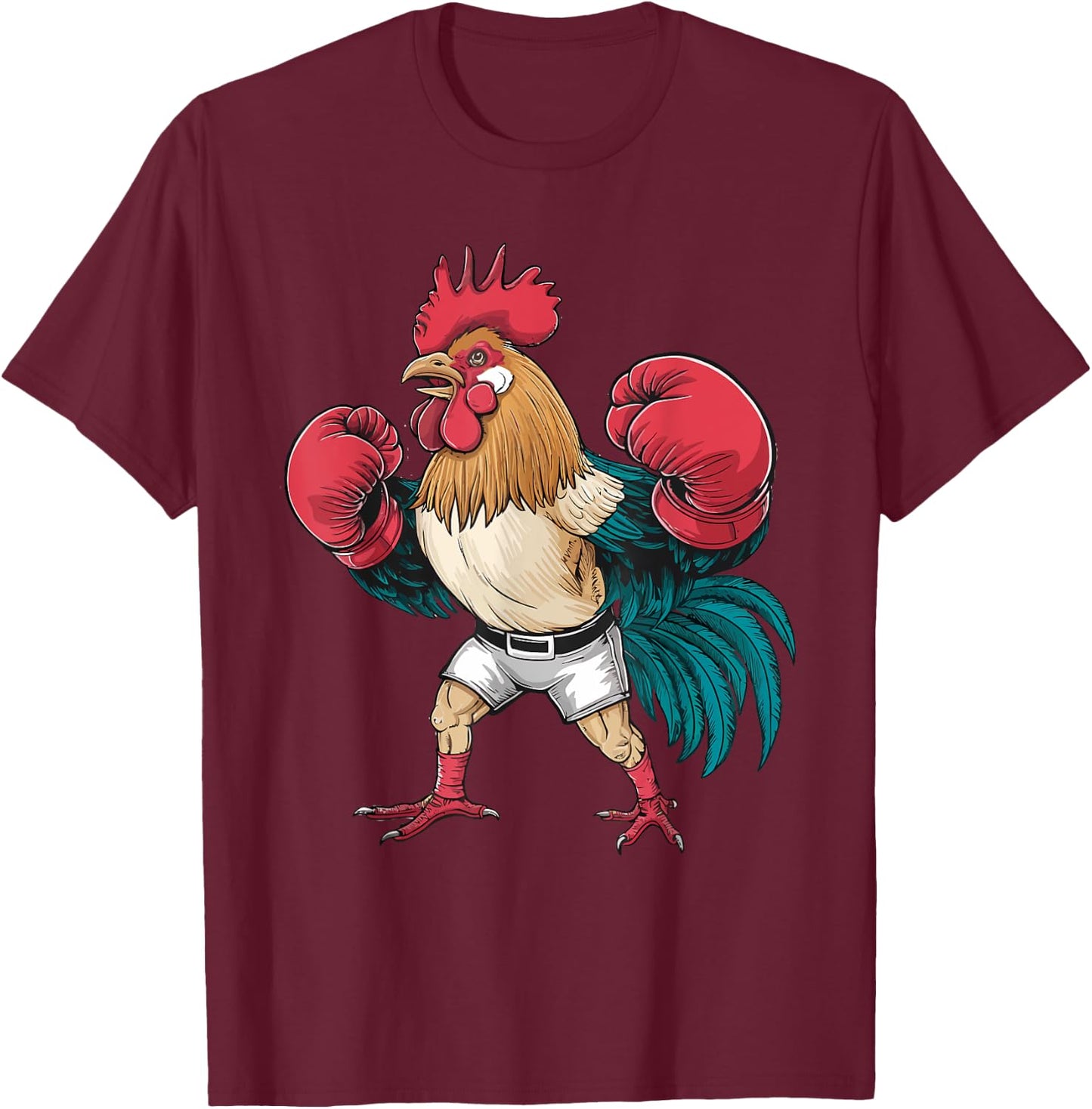 Funny Boxing Chicken With Red Gloves Kids Adults T-Shirt - T-Shirt | Maroon