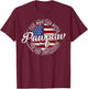 Pawpaw Man Myth Bad Influence USA Flag Stamp Fathers Day T-Shirt - T-Shirt | Maroon