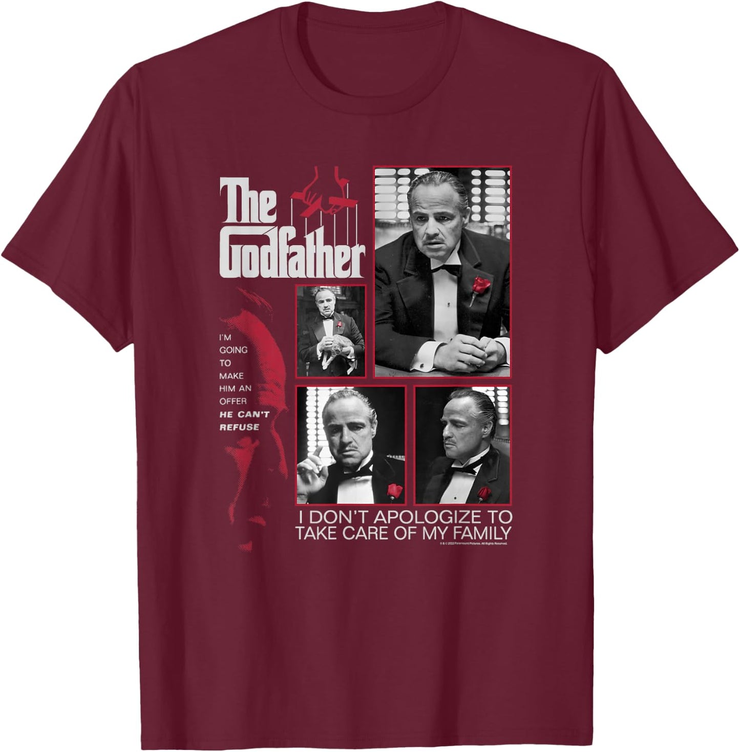 The Godfather Make Him An Offer He Can't Refuse Movie Poster T-Shirt - T-Shirt | Maroon
