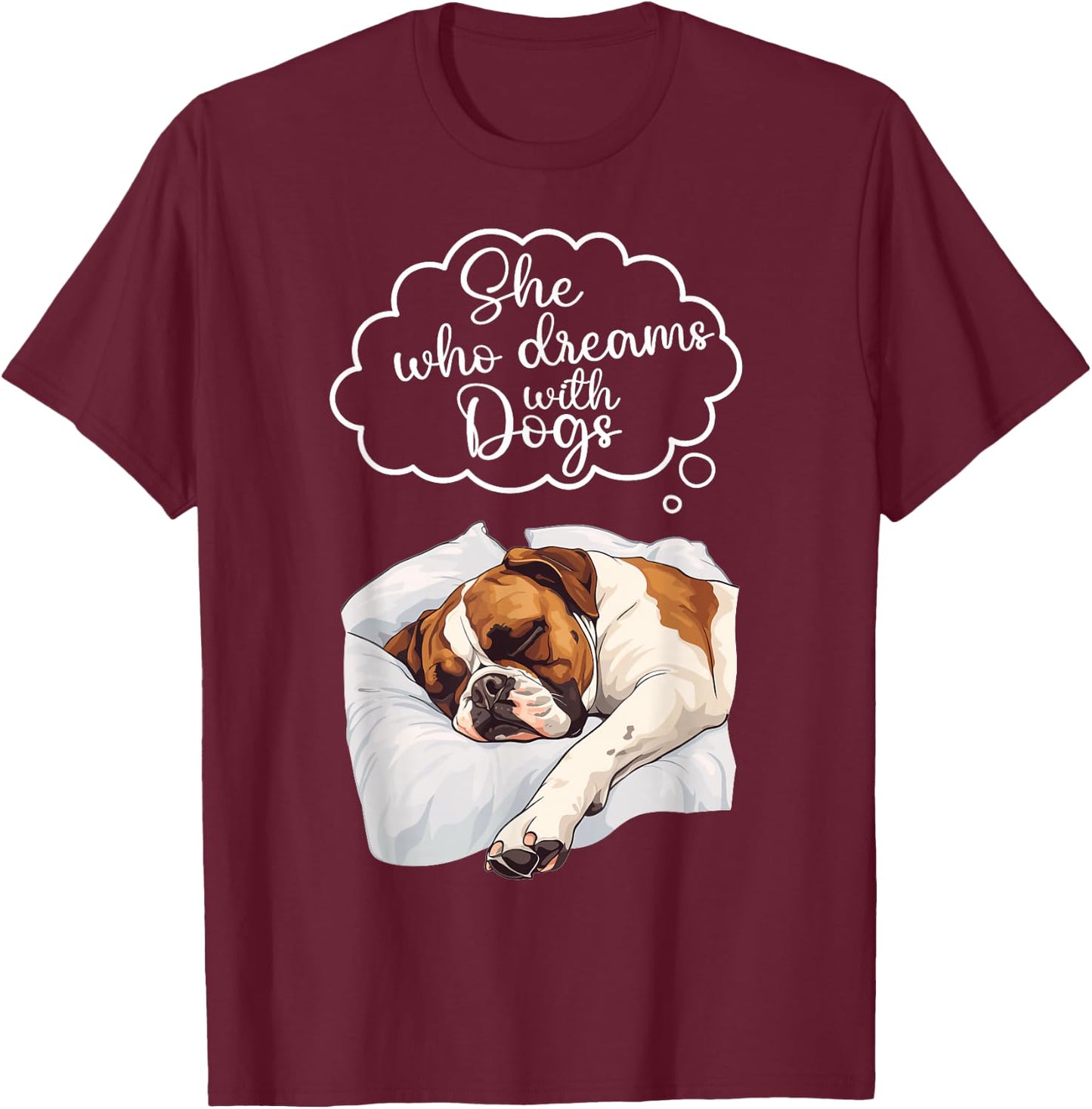 Boxer Dog Nightgown Pajama T-Shirt - T-Shirt | Maroon