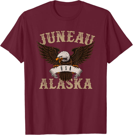 Juneau Alaska USA Bald Eagle T-Shirt - T-Shirt | Maroon