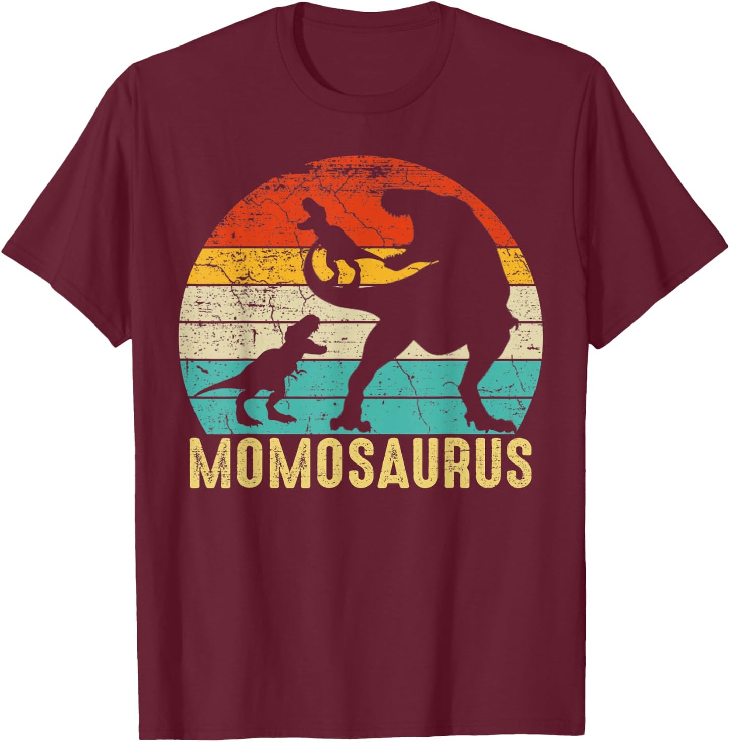 Momosaurus T Rex Momo Dinosaur 2 Kids Matching Family T-Shirt - T-Shirt | Maroon