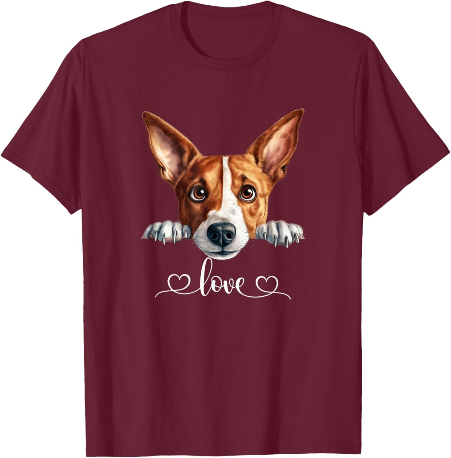 Cute Dog Graphic Love Puppy Basenji Dog Women T-Shirt - T-Shirt | Maroon