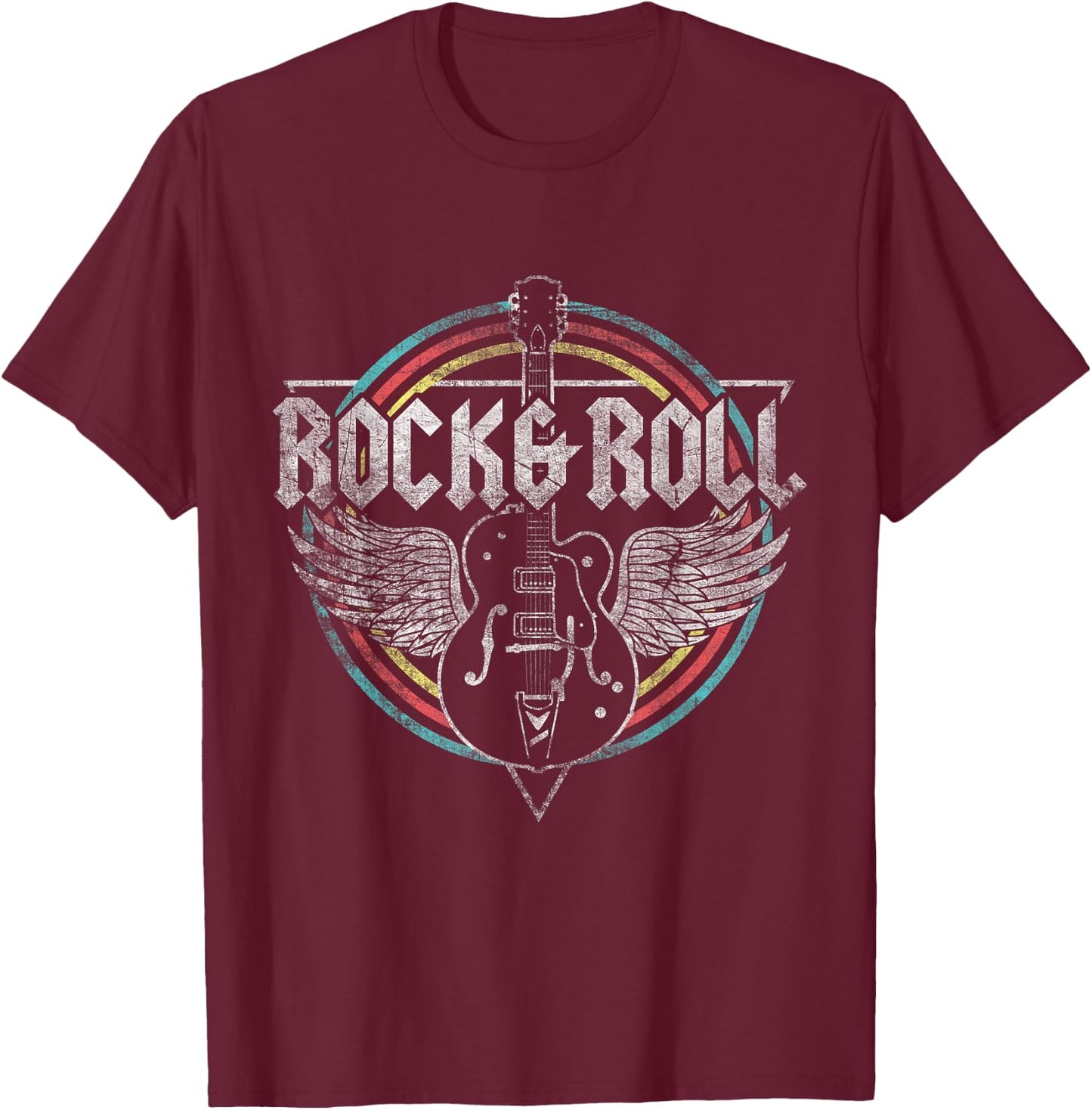 Rock & Roll Guitar Wings Music Small T-Shirt - T-Shirt | Maroon