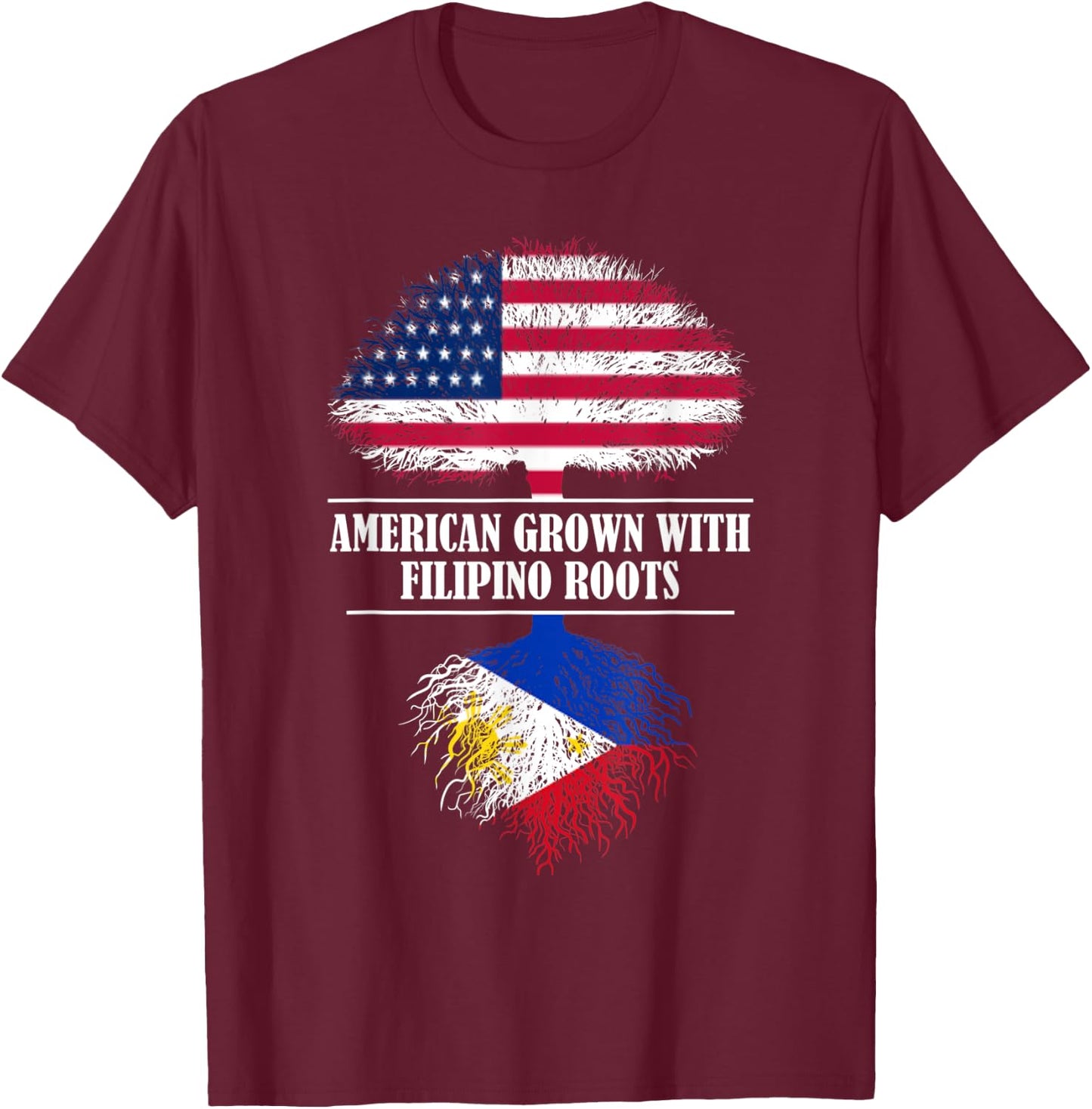American grown with filipino roots Philippines flag gift T-Shirt - T-Shirt | Maroon