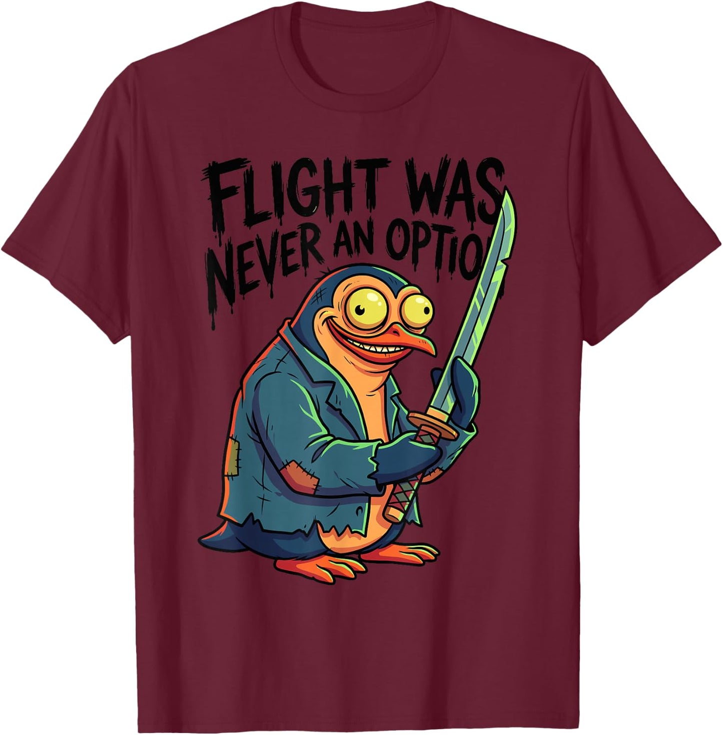 Flight was Never an Option Flightless Bird Sword T-Shirt - T-Shirt | Maroon