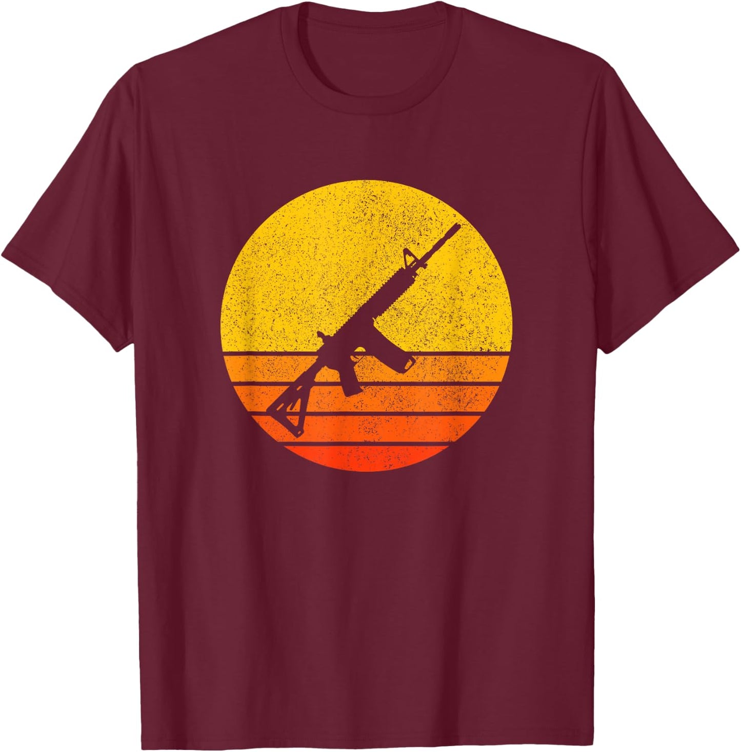 AR15 Vintage Sunset , black T-Shirt - T-Shirt | Maroon