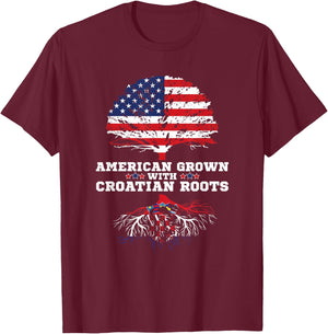 Croatia Roots American Grown Croatian Roots Hrvatska T-Shirt - T-Shirt | Maroon