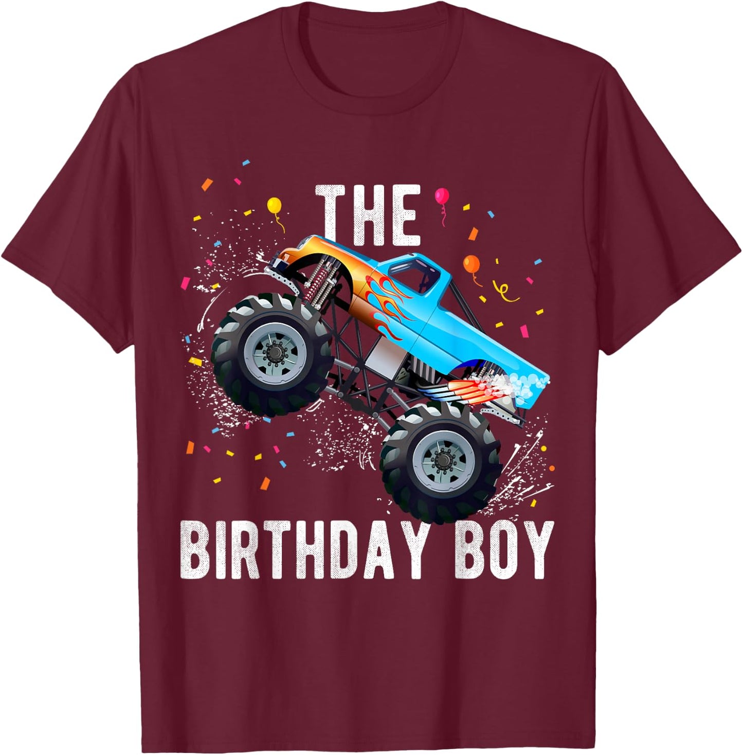 Birthday Boy Monster Truck Family Matching T-Shirt - T-Shirt | Maroon