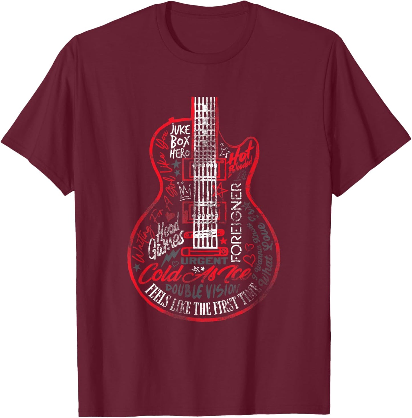 Foreigner Juke Box Hero Tracklist , black T-Shirt - T-Shirt | Maroon