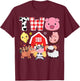 2nd Birthday Two Year Old Farm Theme Animals Birthday Party T-Shirt - T-Shirt | Maroon