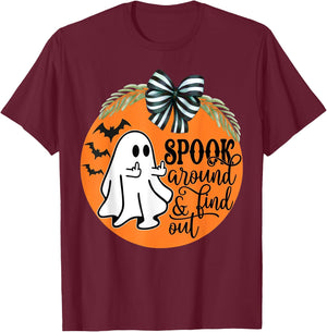 Spook Around & Find Out Ghost Middle Finger T-Shirt - T-Shirt | Maroon