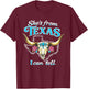 She's from Texas I Can Tell Retro Vintage Texas Girl T-Shirt - T-Shirt | Maroon