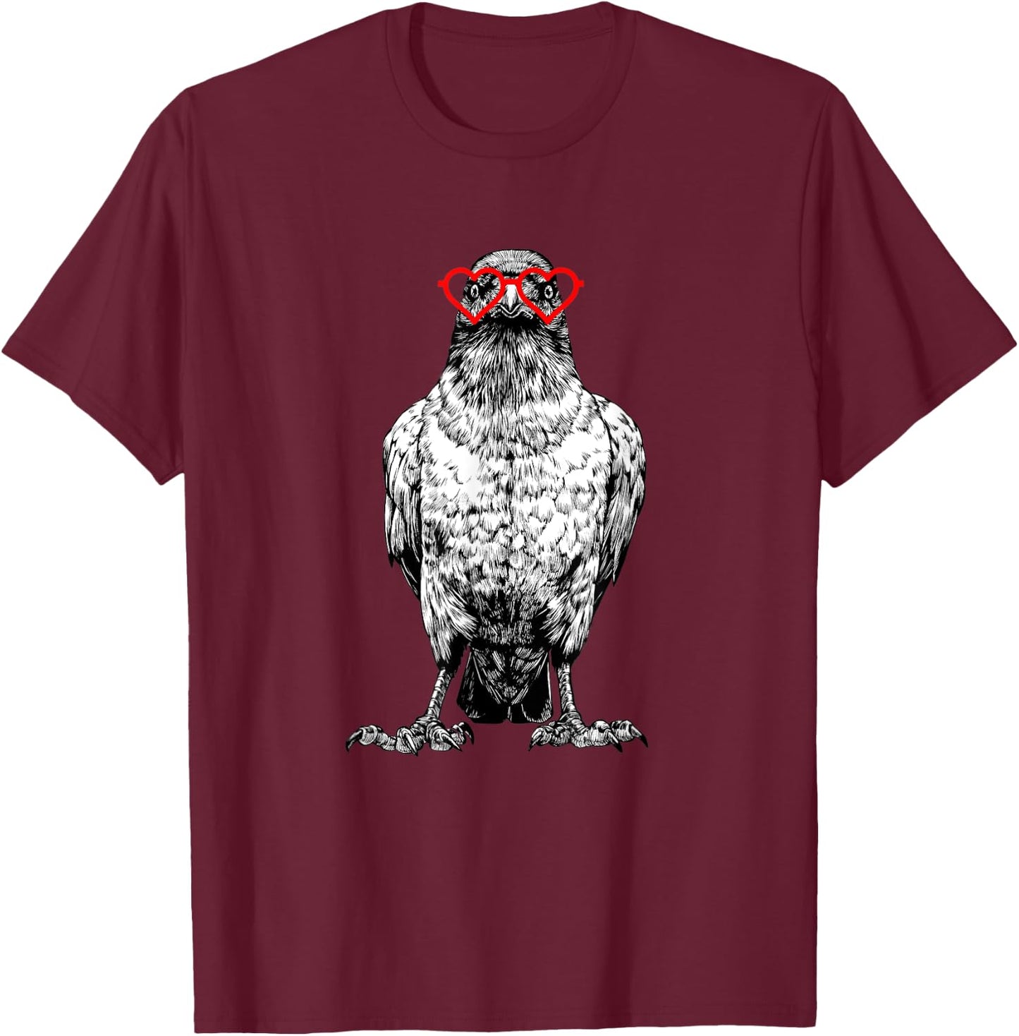 Crow Valentines Day Bird Lover Animal lovers. T-Shirt - T-Shirt | Maroon