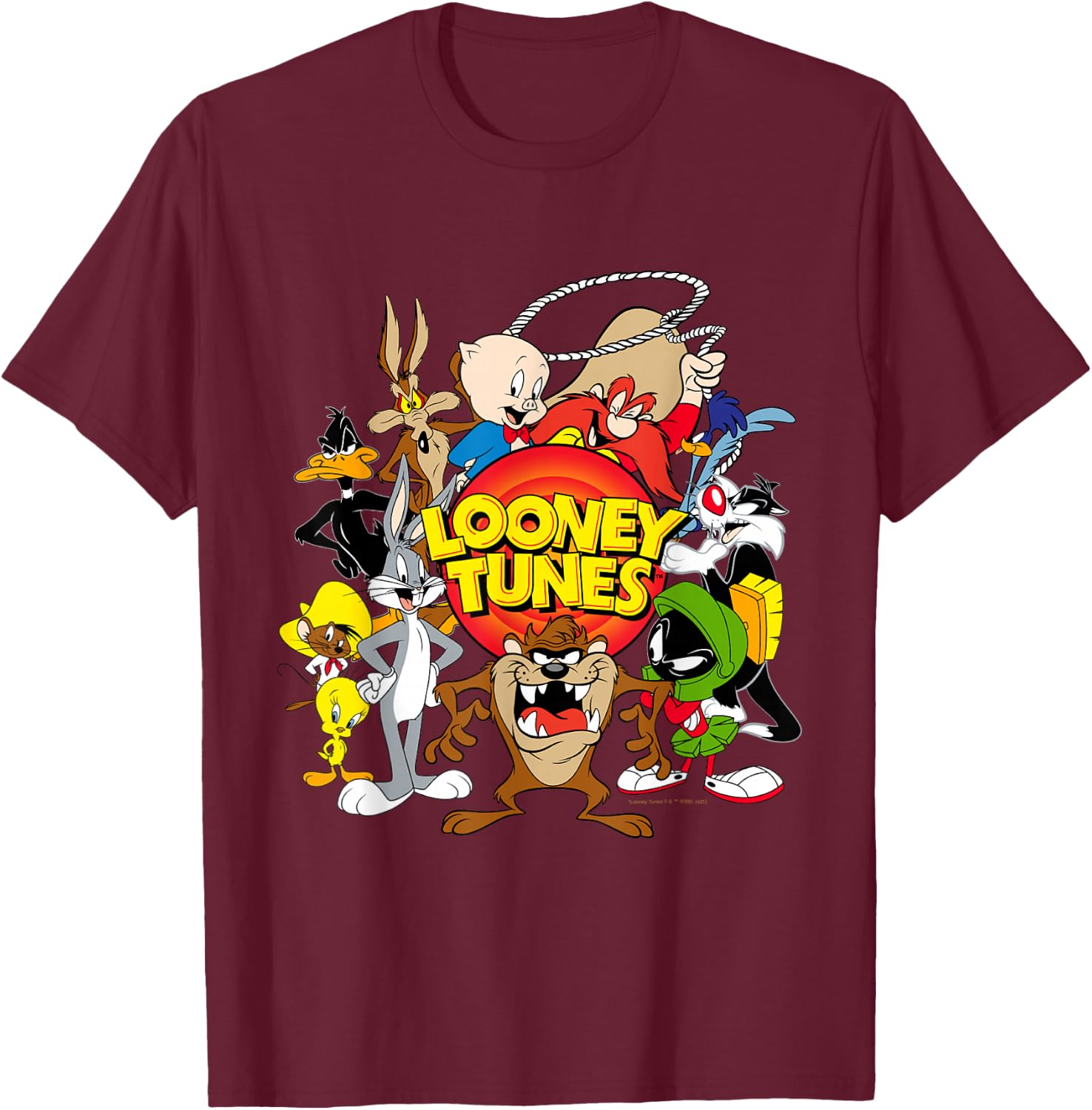 Looney Toons Character Group Small T-Shirt - T-Shirt | Maroon