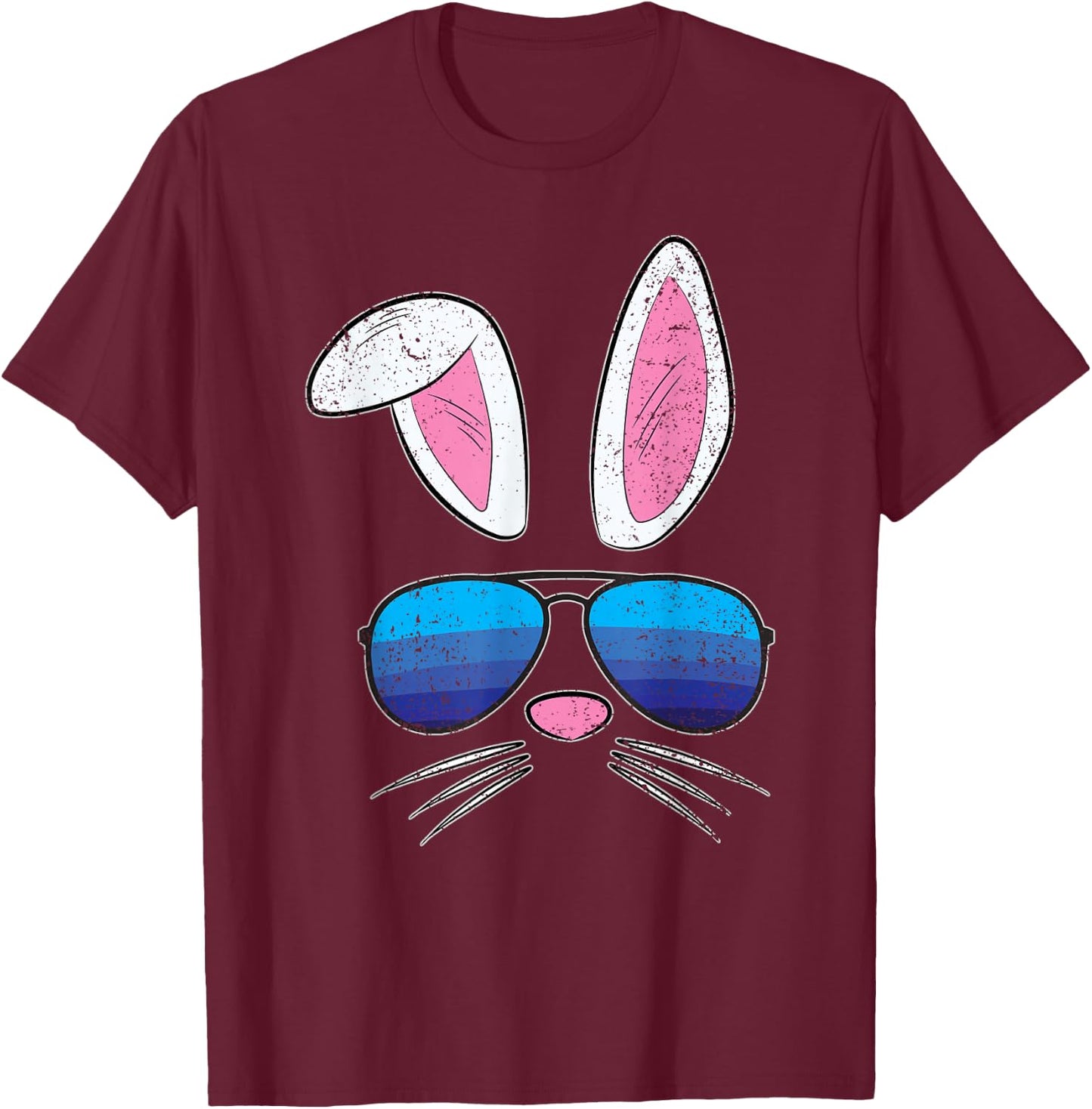 Easter Bunny Sunglasses Cute Rabbit Face Spring T-Shirt - T-Shirt | Maroon
