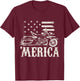 Vintage American Motorcycle with flag 'Merica biker shirt T-Shirt - T-Shirt | Maroon