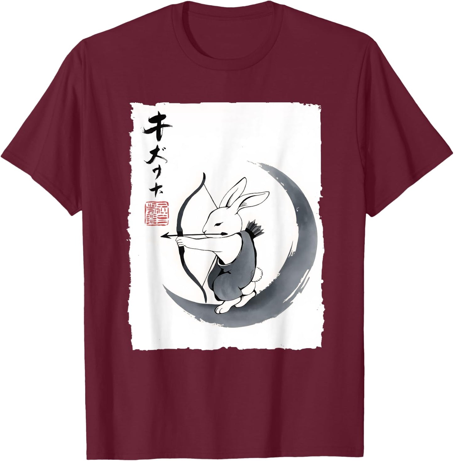 Moon Archer Rabbit Japanese Art Women Kids T-Shirt - T-Shirt | Maroon
