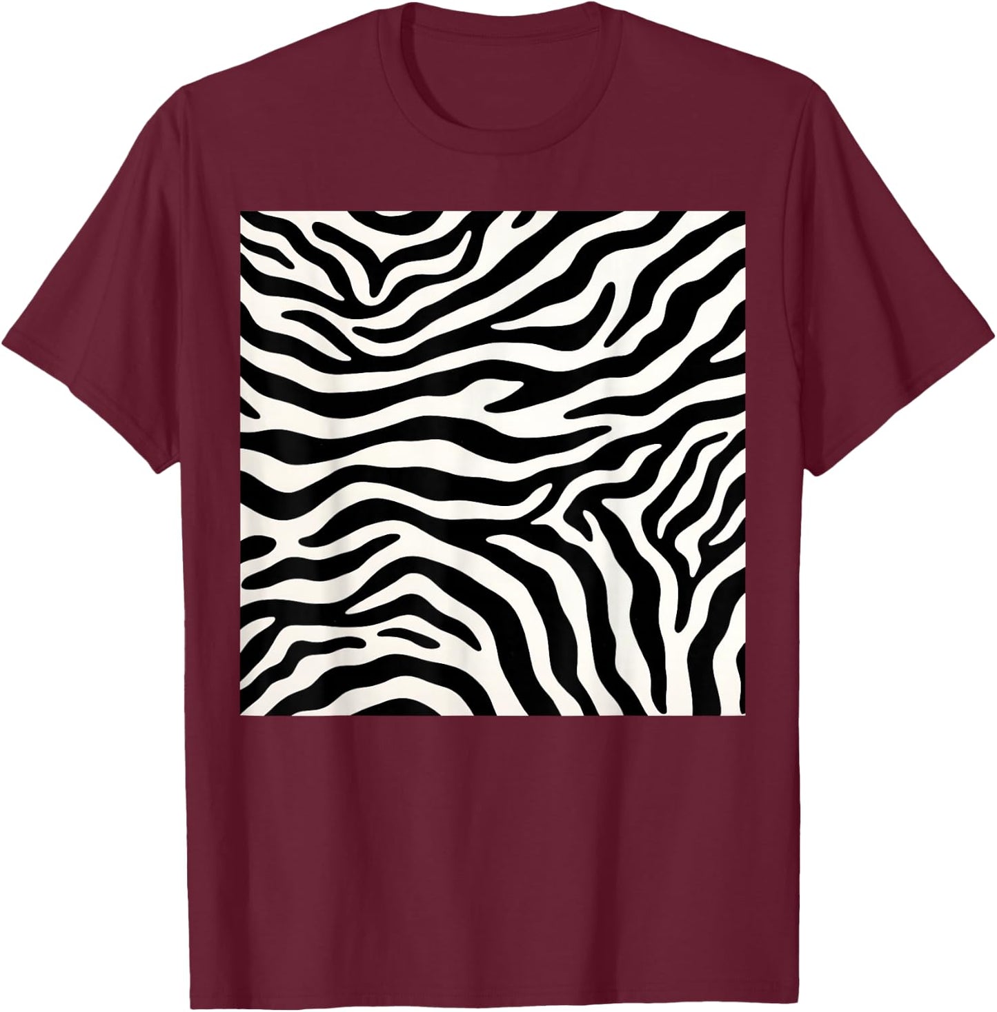 Zebra Print Pattern Women Girls Animal Print Zebra T-Shirt - T-Shirt | Maroon