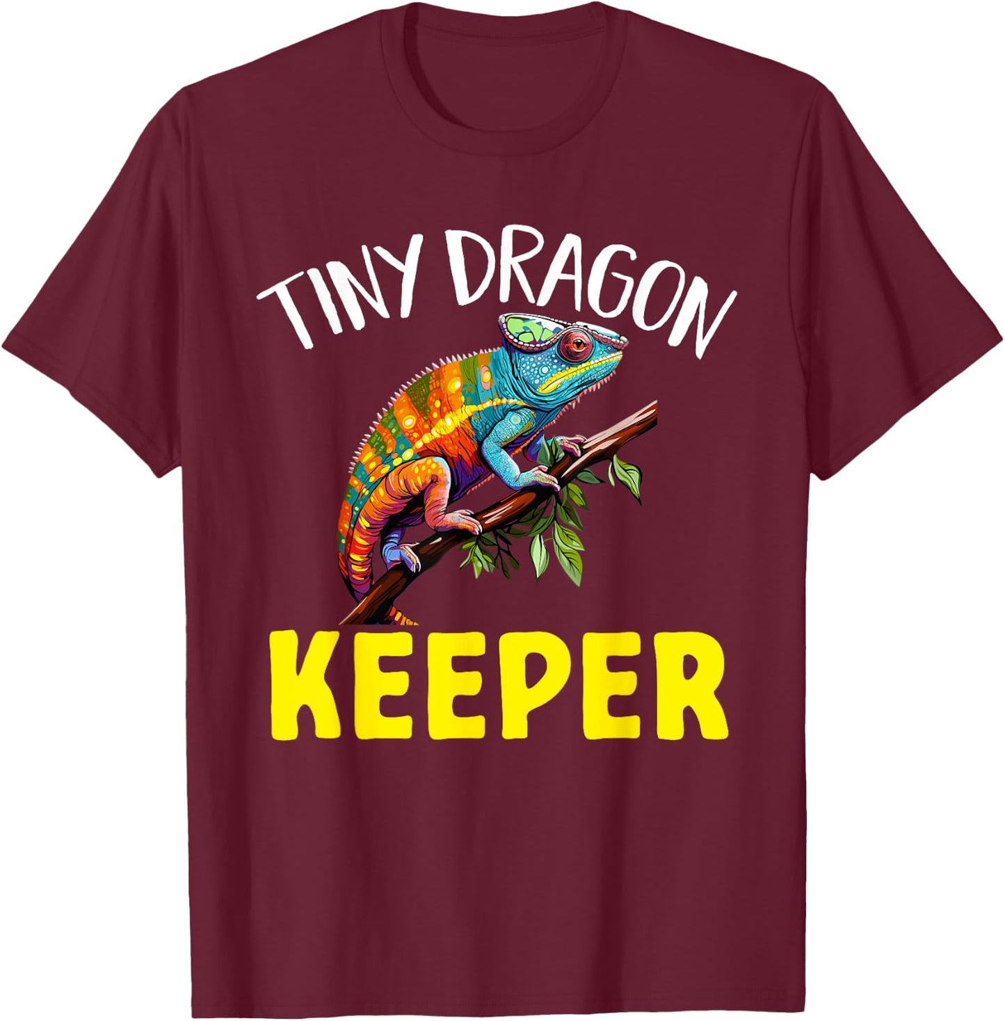 Chameleon Reptile Tiny Dragon Keeper T-Shirt - T-Shirt | Maroon