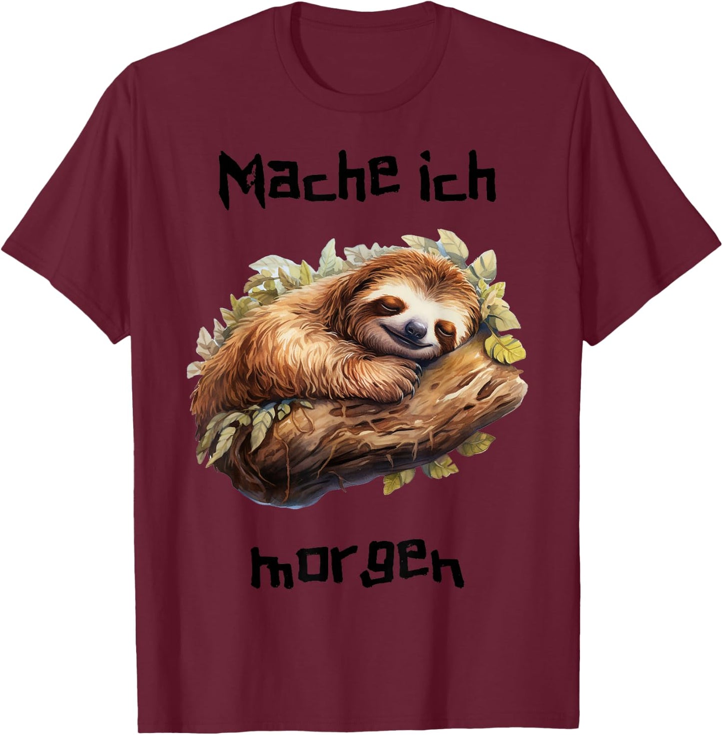 Morgenmuffel Sloth Spruch lustiges Langschläfer Faultier T-Shirt - T-Shirt | Maroon