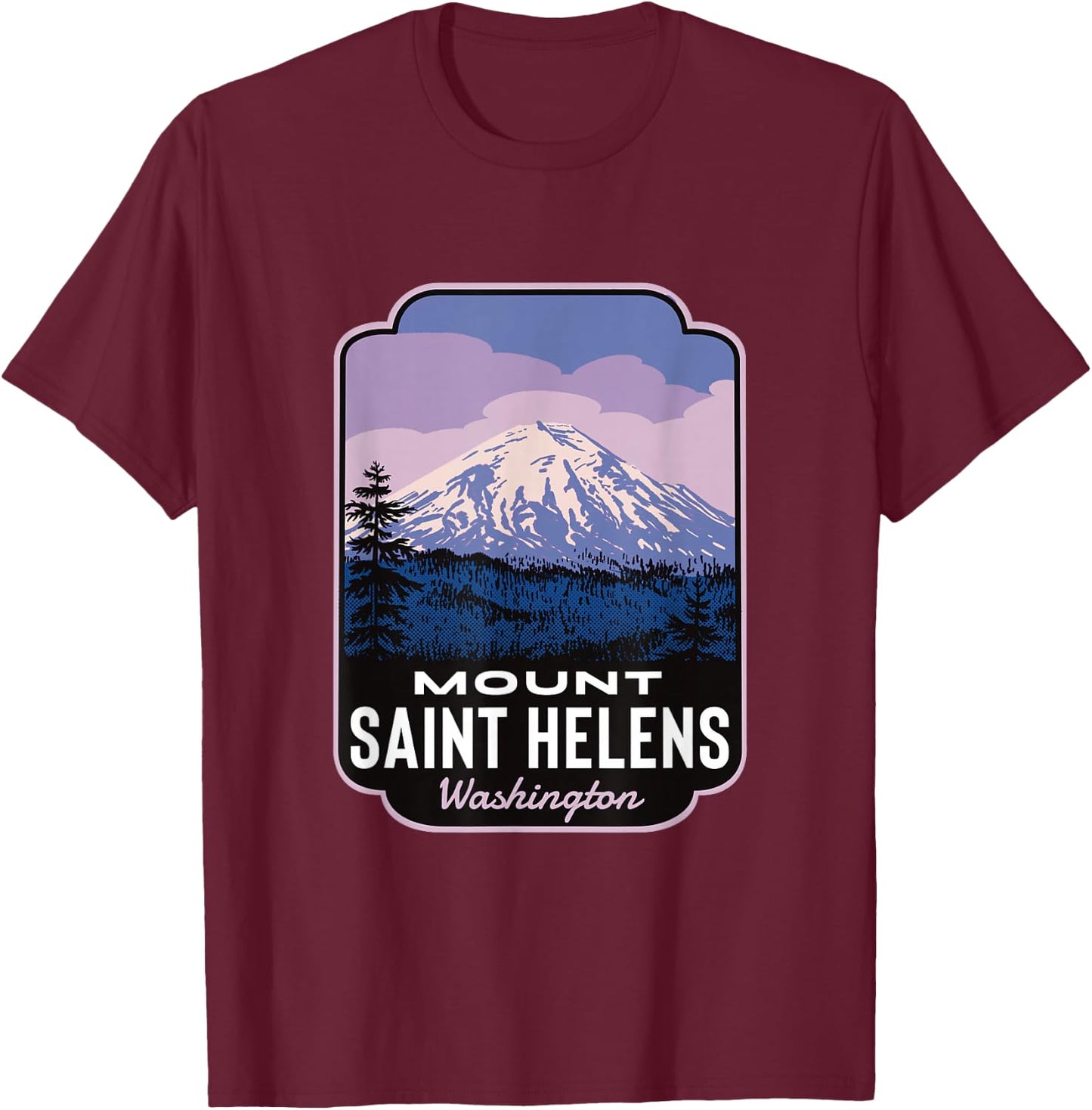 Mount Saint Helens Before Retro T-Shirt - T-Shirt | Maroon