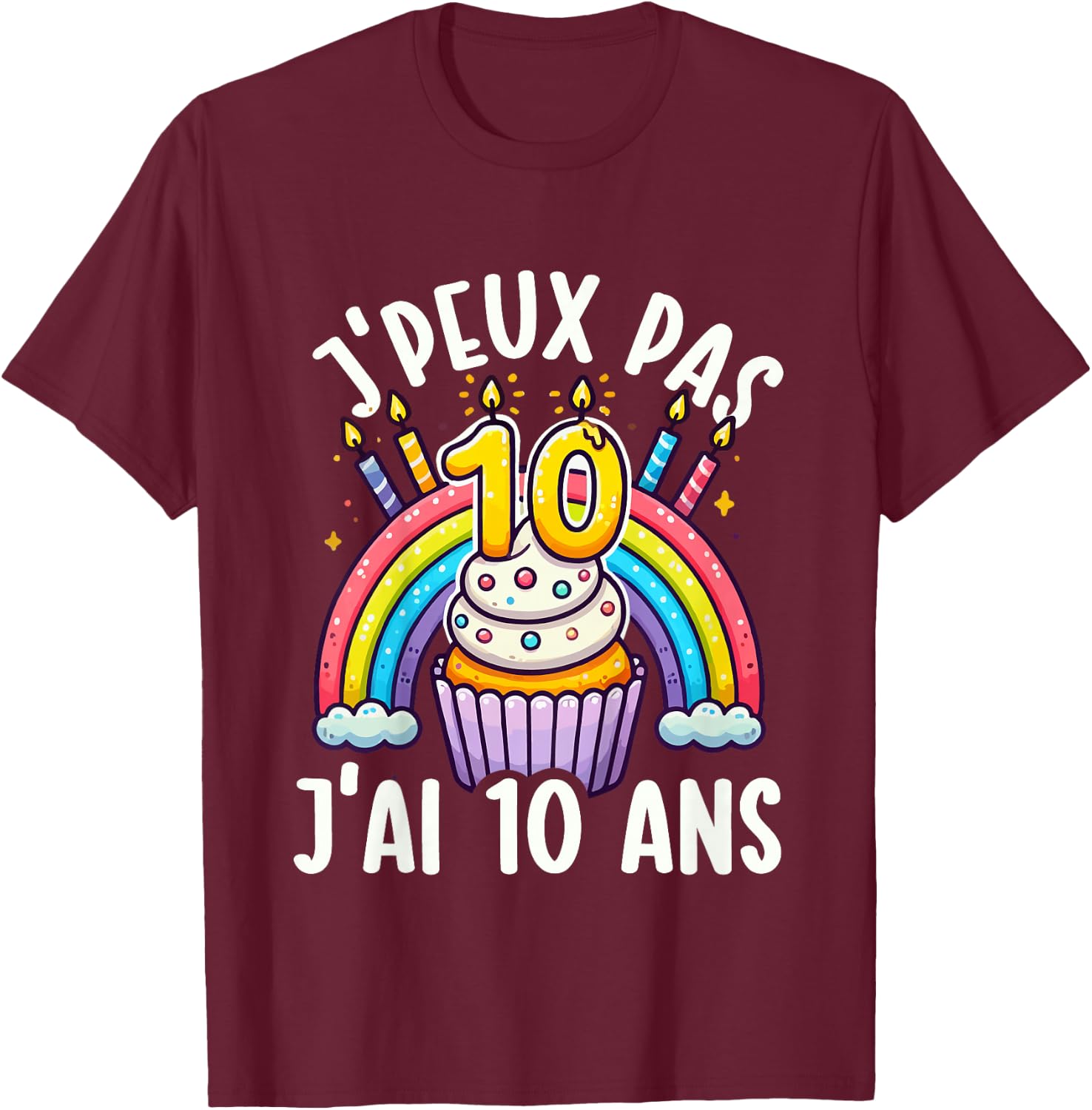 Kids Je Peux Pas Je ai 10 Ans Anniversaire Funny Funny Kawaii , Black, 2 T-Shirt - T-Shirt | Maroon