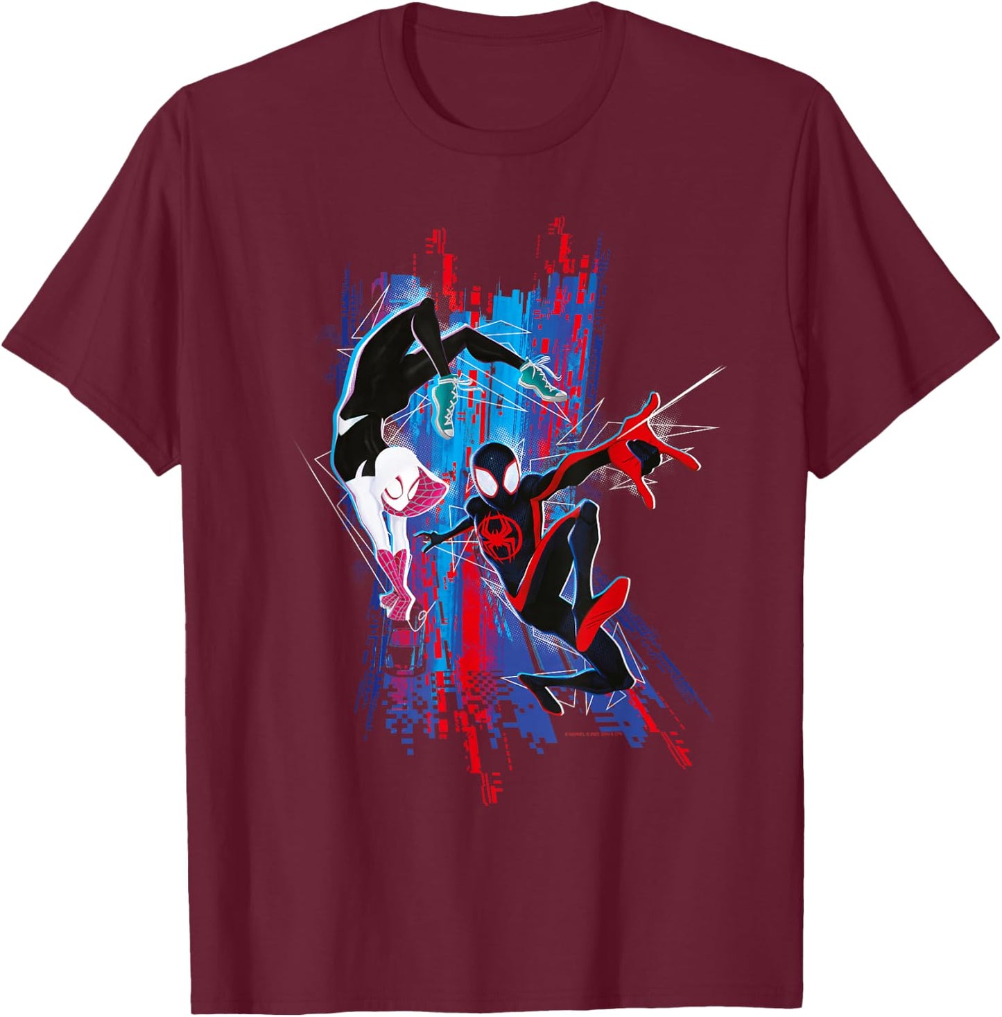 Marvel Spider-Man: Across the Spider-Verse Miles and Gwen , black T-Shirt - T-Shirt | Maroon