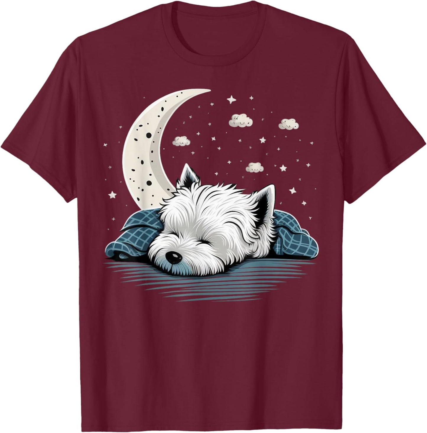 Napping Westie Pyjamas West Highland White Terrier Sleeping T-Shirt - T-Shirt | Maroon