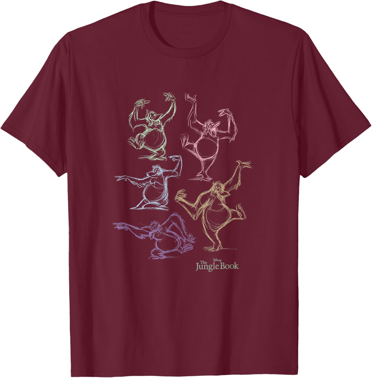 Disney The Jungle Book King Louie Neon Dance Sketch T-Shirt - T-Shirt | Maroon