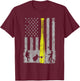 Vintage Softball American Flag Patriotic Sports 4th of July T-Shirt - T-Shirt | Maroon