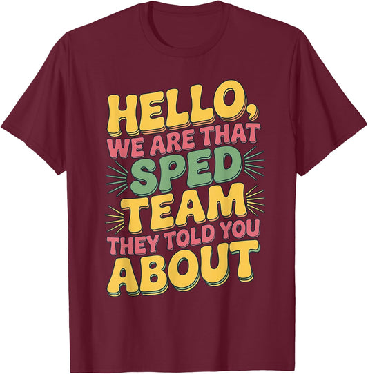 Funny Special Ed Teacher SPED Team Reto Groovy T-Shirt - T-Shirt | Maroon