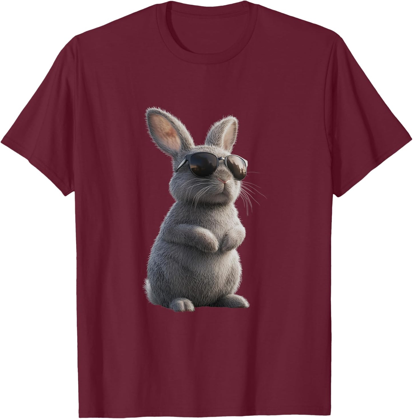 Bunny with Sunglasses - Cool Design for Rabbit Lovers , black T-Shirt - T-Shirt | Maroon