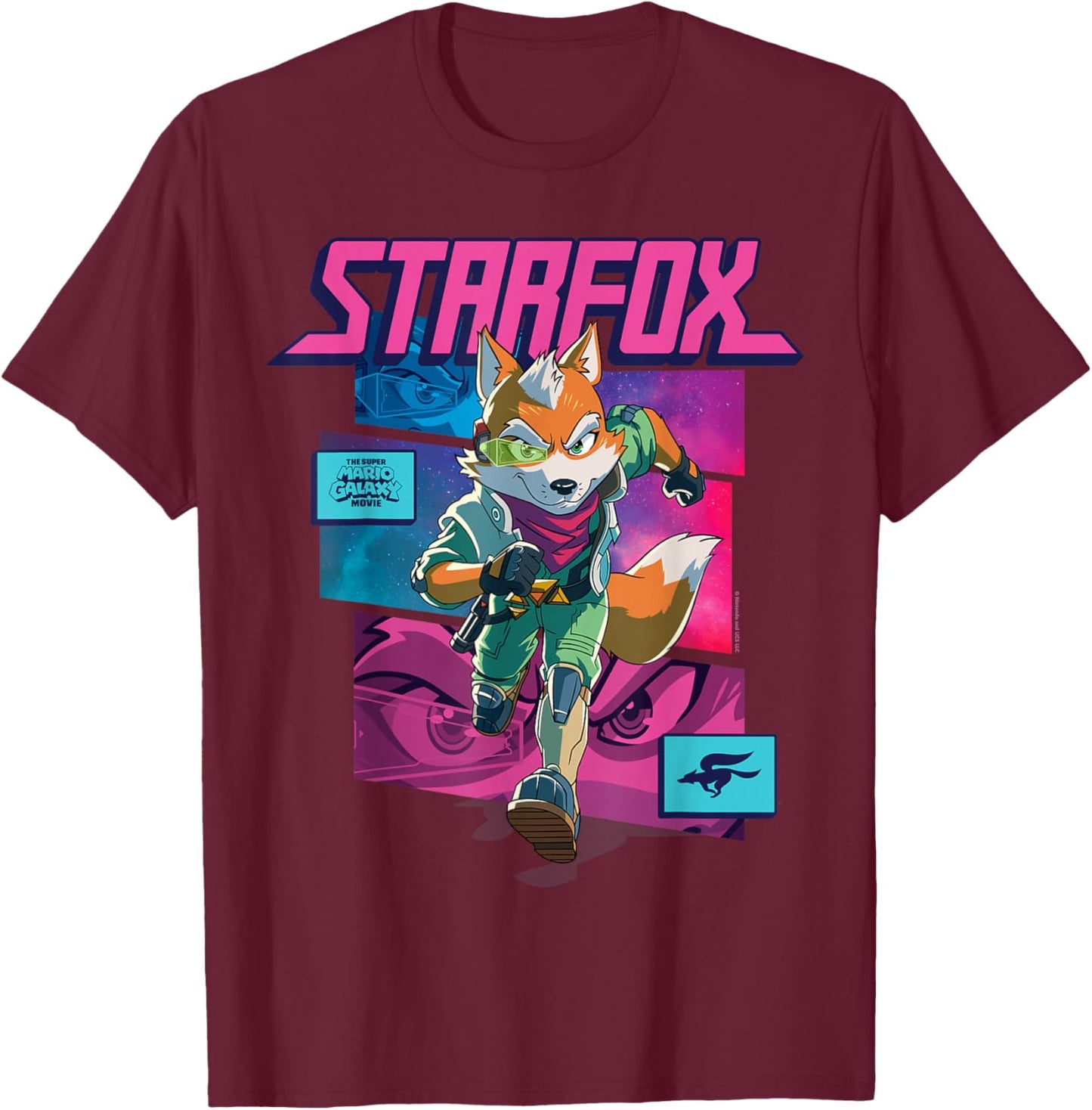The Super Mario Galaxy Movie Starfox Fox McCloud Action T-Shirt - T-Shirt | Maroon