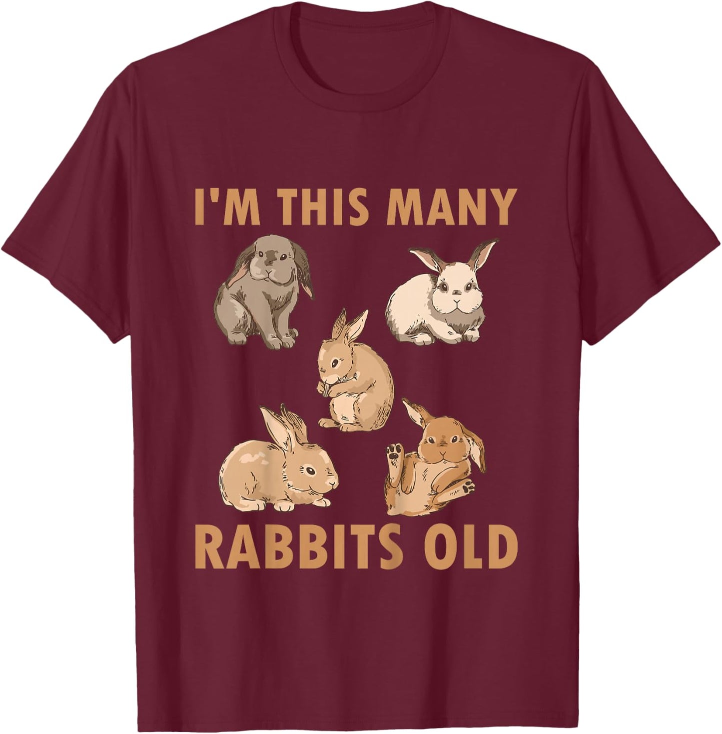 Kids 5 Year Old Bunny Rabbits 5th Birthday T-Shirt - T-Shirt | Maroon