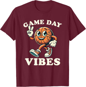 Basketball Game Day Vibes Funny Men Women Kids T-Shirt - T-Shirt | Maroon