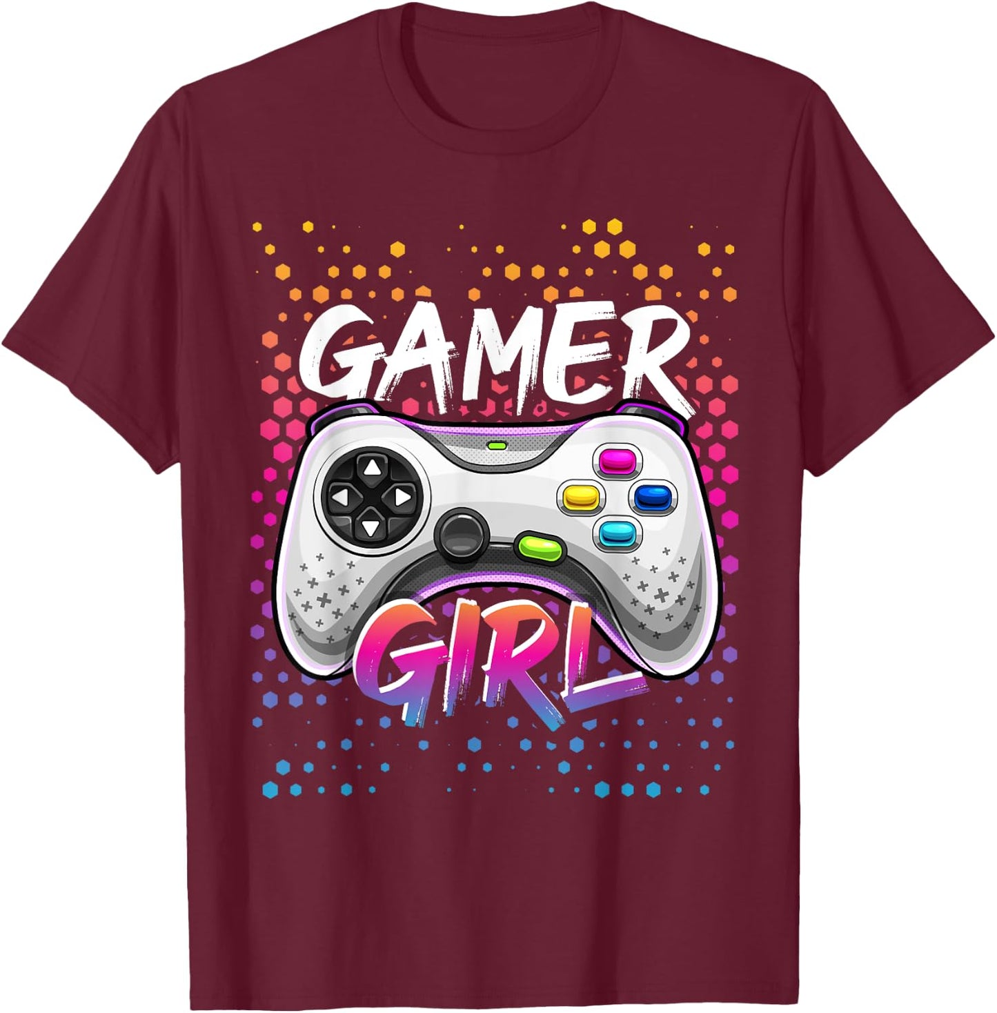 Gamer Girl Video Game Controller Gaming Birthday Gift Girls T-Shirt - T-Shirt | Maroon