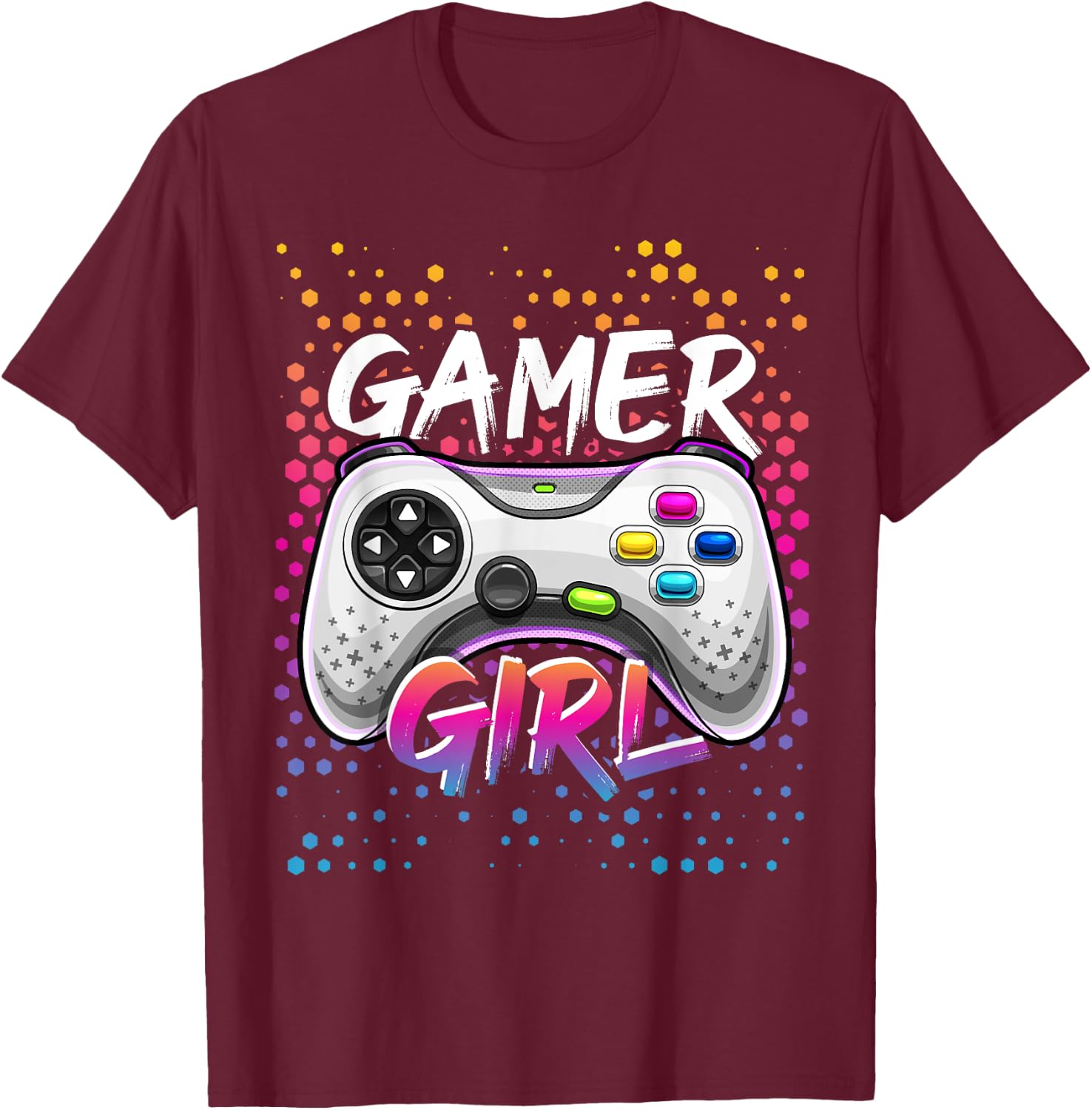 Gamer Girl Video Game Controller Gaming Birthday Gift Girls T-Shirt - T-Shirt | Maroon