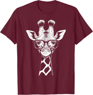 Cool Giraffe Graphic Casual Summer Funny Cute Animal Lover T-Shirt - T-Shirt | Maroon