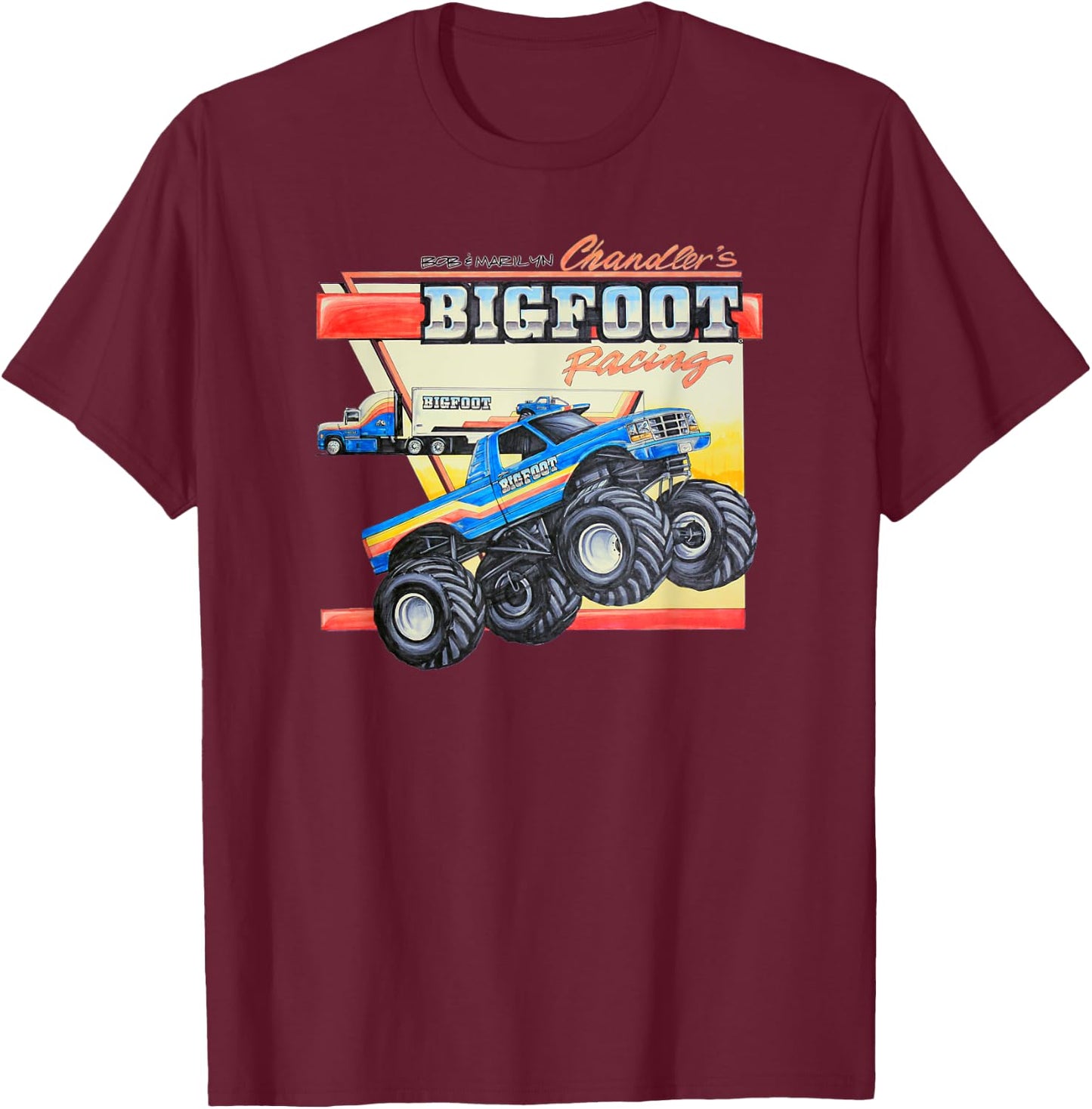Bob & Marilyn Chandler's BIGFOOT Racing T-Shirt - T-Shirt | Maroon