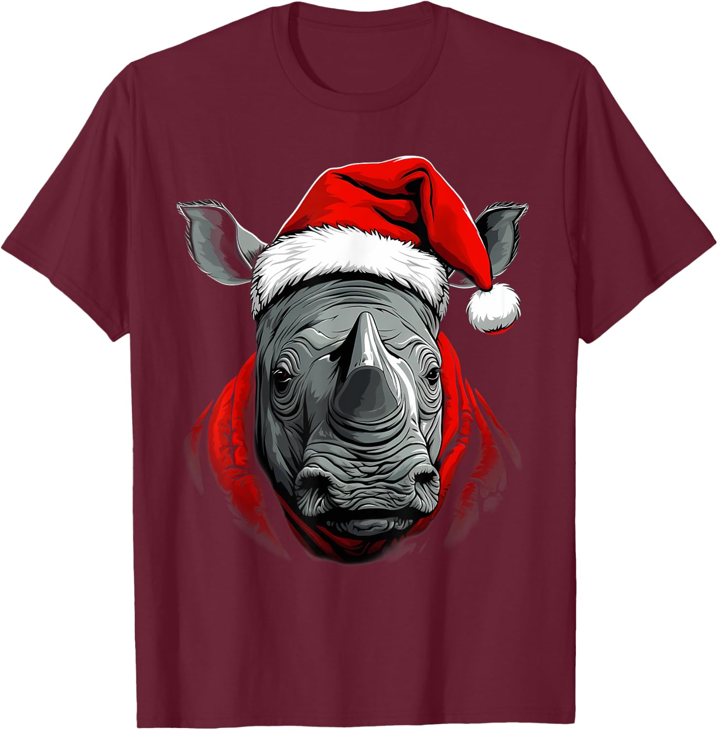 Merry Xmas Rhino Christmas T-Shirt - T-Shirt | Maroon