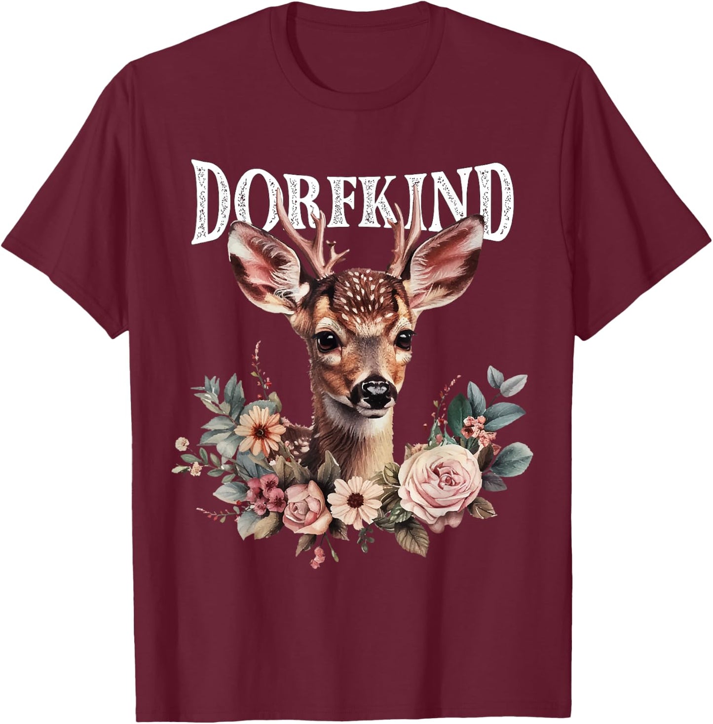 Dorfkind Fawn Costume Shirt Dirndl Oktoberfest , black T-Shirt - T-Shirt | Maroon