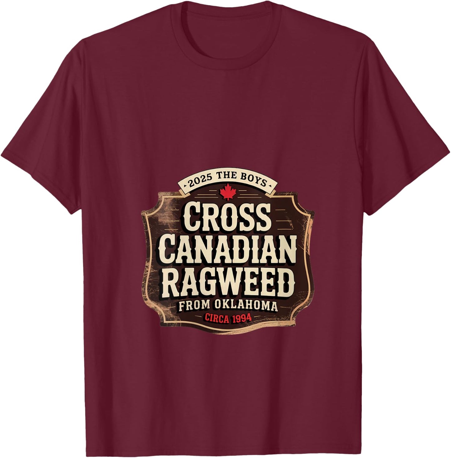 Retro Cross Canadian Ragweed The Boys From Oklahoma Concert V-Neck T-Shirt - T-Shirt | Maroon