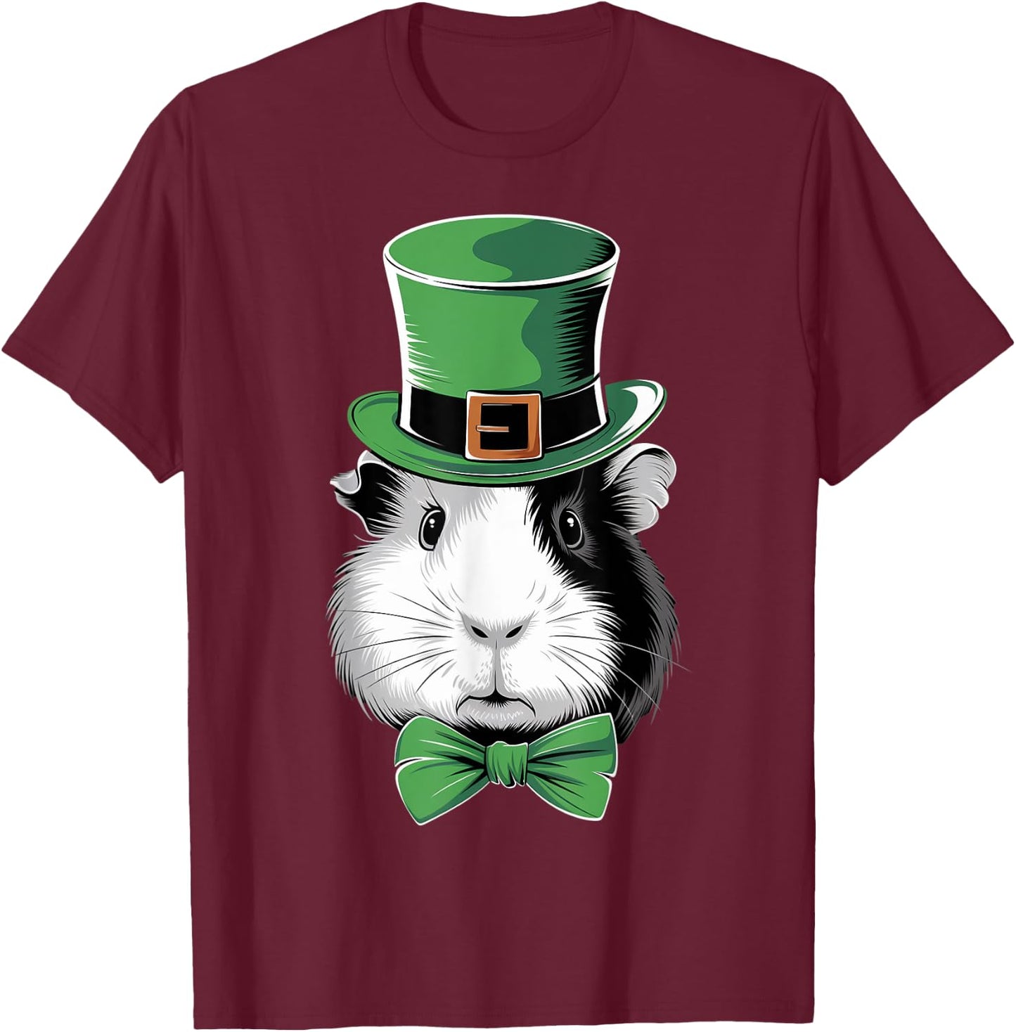 Green Guinea pig shamrock on St Patricks Day Guinea pig T-Shirt - T-Shirt | Maroon