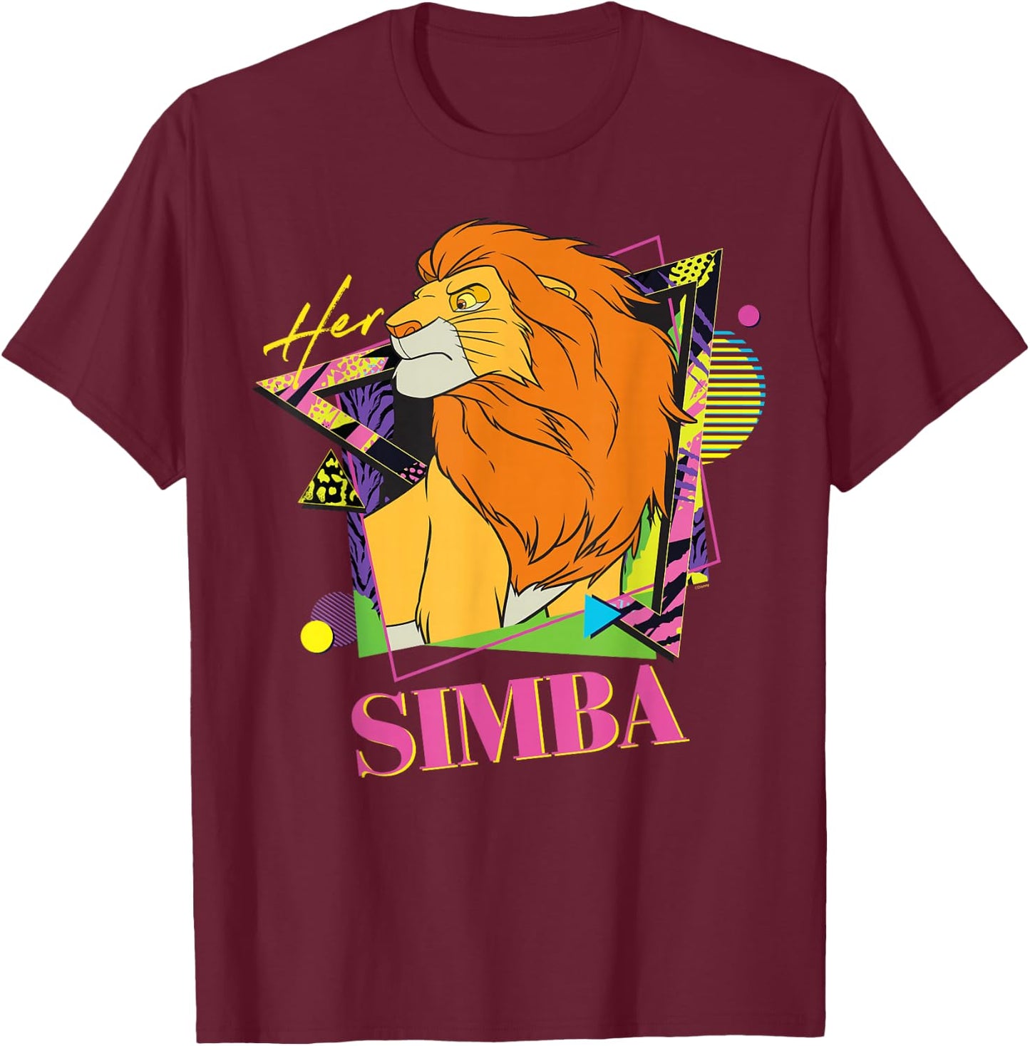 Disney The Lion King Retro '90s Couples Matching Her Simba , black T-Shirt - T-Shirt | Maroon