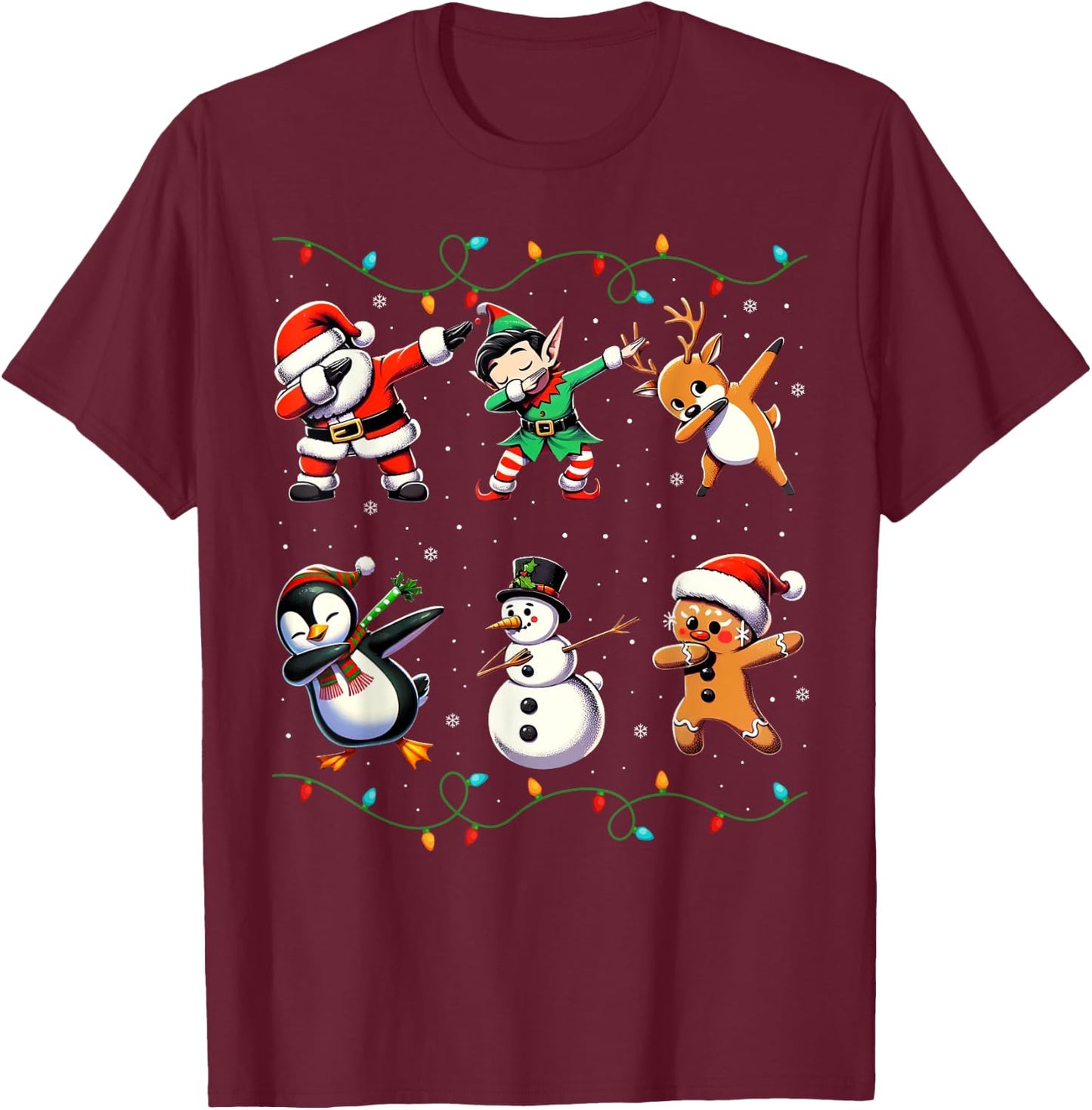 Dabbing Santa Xmas Lights Gifts Kids Girls Boys Christmas T-Shirt - T-Shirt | Maroon