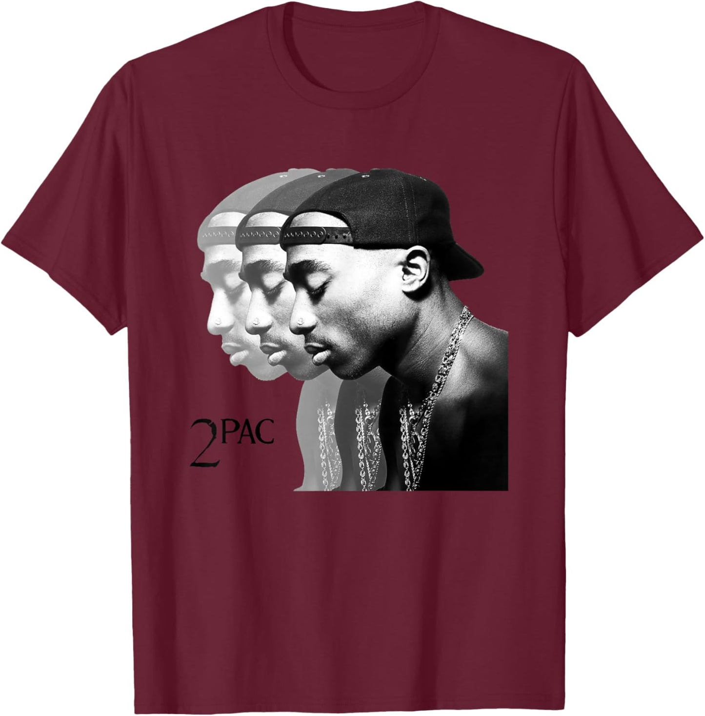 Tupac Shakur , Erwachsene, Musikfans, , Kurzarm, , Blau, S T-Shirt - T-Shirt | Maroon