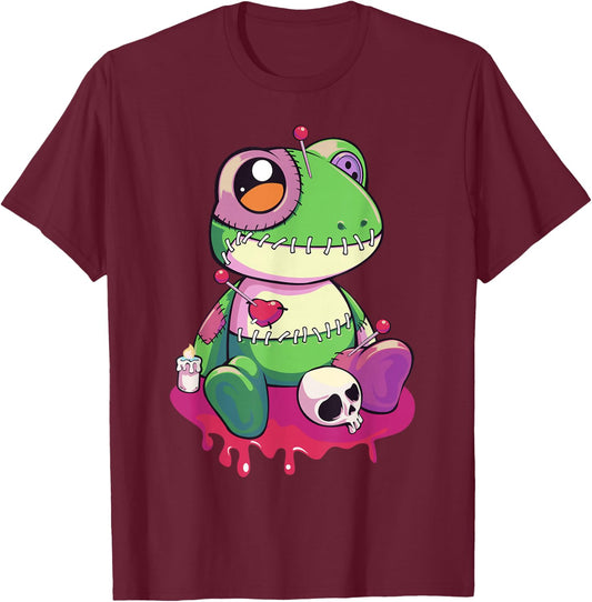 Pastel Goth Kawaii Cute Creepy Voodoo Doll Frog T-Shirt - T-Shirt | Maroon