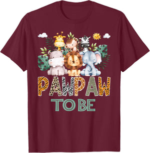 Soon To Be Pawpaw Jungle Animal Safari Gender Reveal T-Shirt - T-Shirt | Maroon