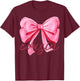 Cousin Pink Bow Birthday Baby Shower Family Pink Ribbon T-Shirt - T-Shirt | Maroon